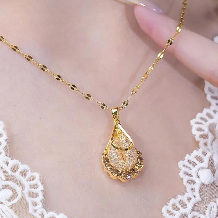 Gold-Plated Mesh Drop Necklaces/Earrings