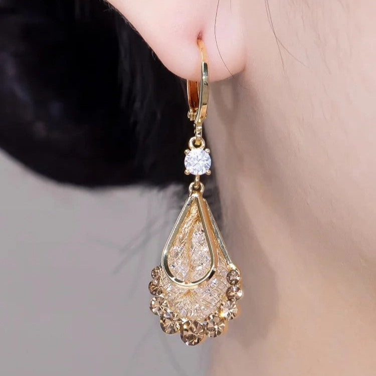 Gold-Plated Mesh Drop Necklaces/Earrings