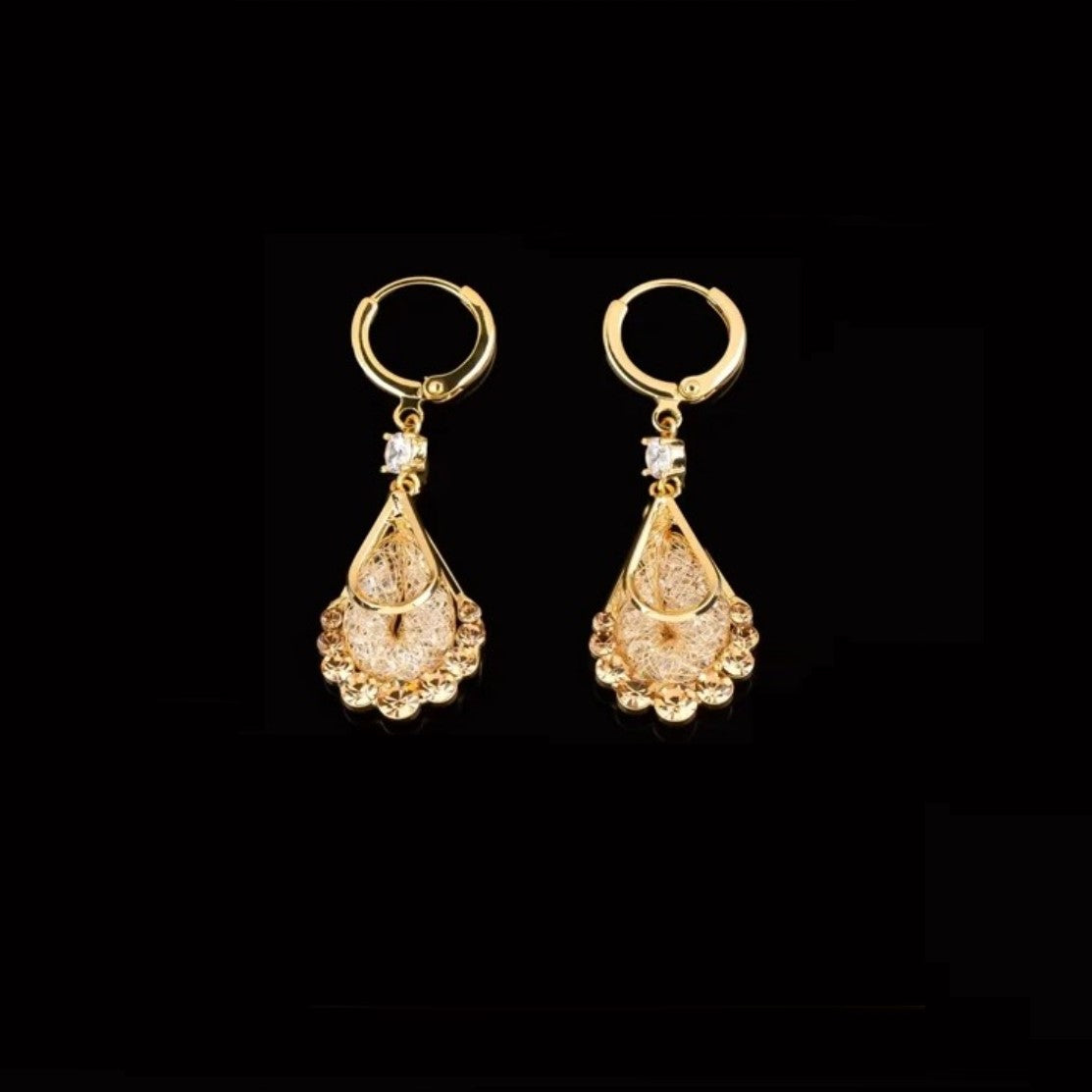 Gold-Plated Mesh Drop Necklaces/Earrings