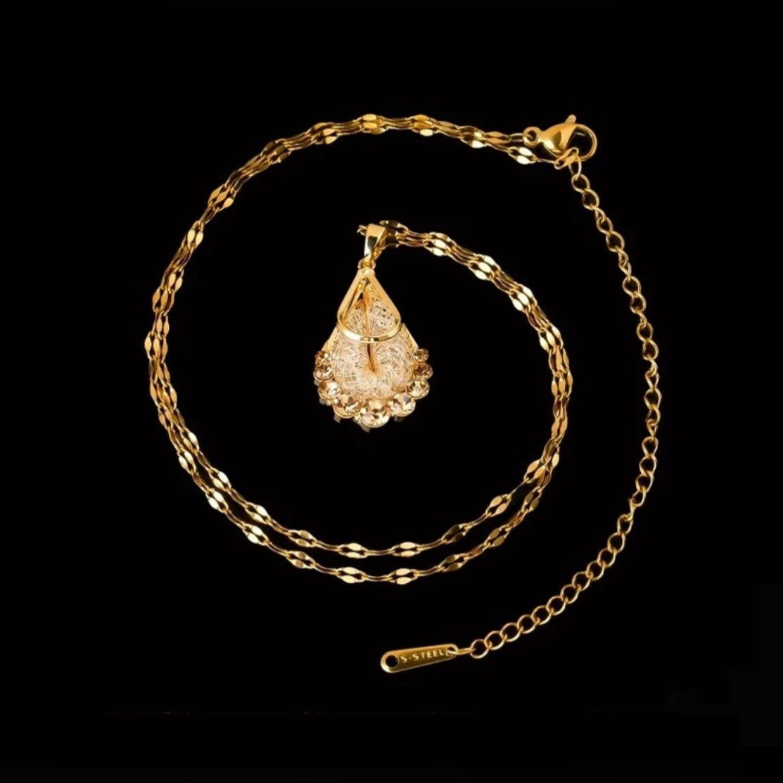 Gold-Plated Mesh Drop Necklaces/Earrings
