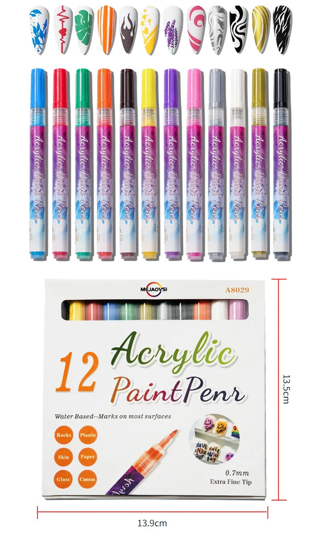 Nail Art DIY Paint Pen Set(12Pcs/Pack)