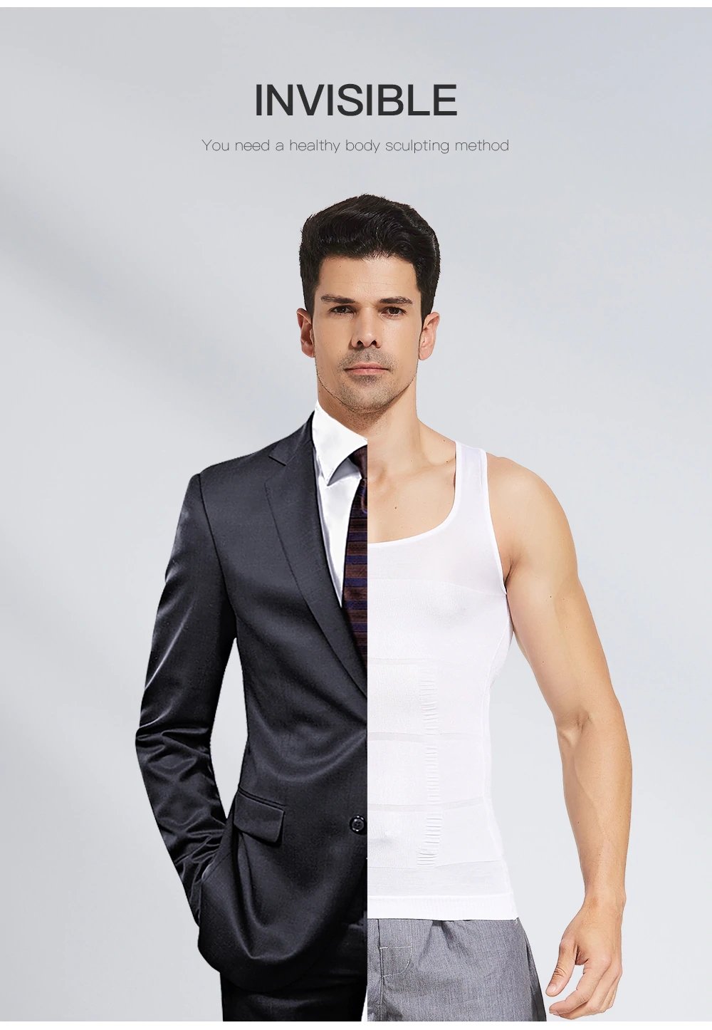 Men's Slimming Body Shaper Vest Shirt Abs Abdomen Slim