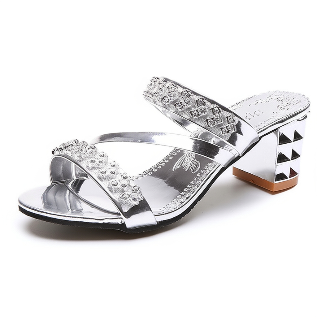 Shimmering Crystal High Heel Sandals