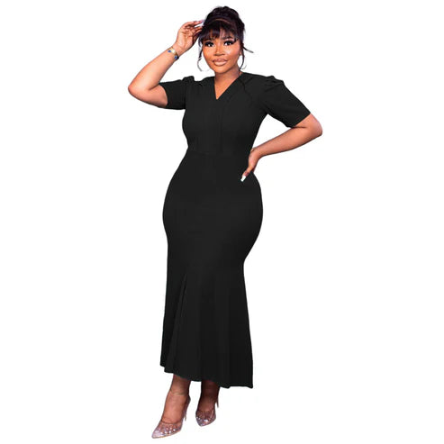 Solid Color Slim Fit Hip-Hugging Fishtail Dress