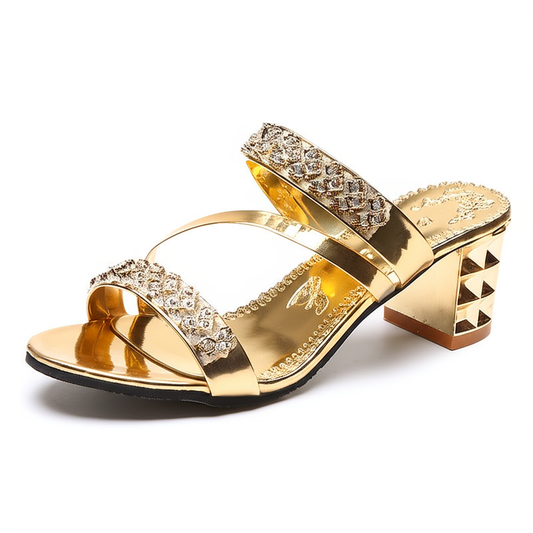 Shimmering Crystal High Heel Sandals