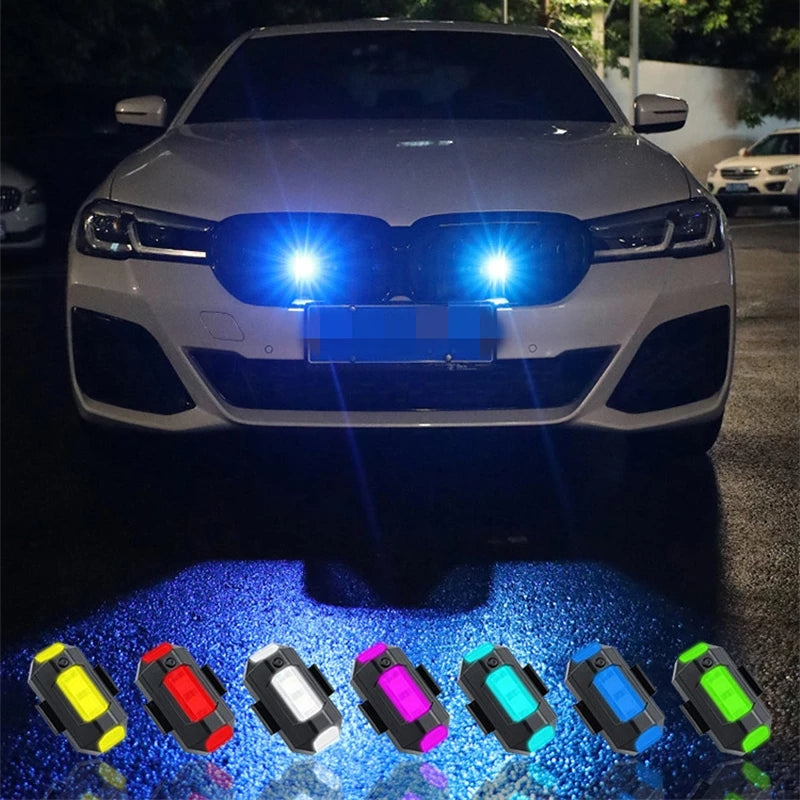 7 Colors LED Aircraft Strobe Lights & USB Charging For Cars, Motorcycles, Bicycles, Drones