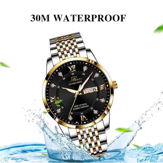 POEDAGAR Luxury Brand Sport Watches Mens Fashion Full Steel Quartz Watch