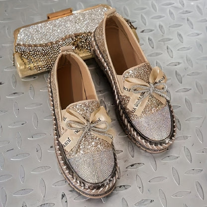 Rhinestone Bowknot Casual Shoes