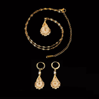 Gold-Plated Mesh Drop Necklaces/Earrings