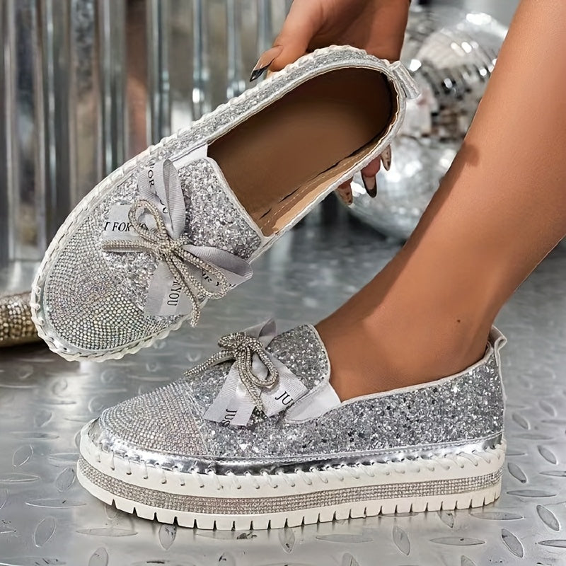 Rhinestone Bowknot Casual Shoes