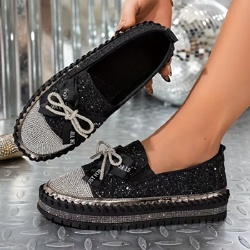 Rhinestone Bowknot Casual Shoes
