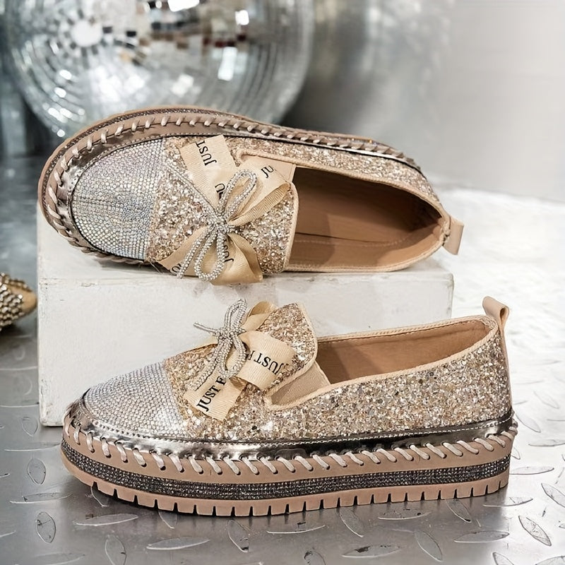 Rhinestone Bowknot Casual Shoes