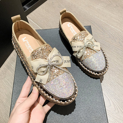 Rhinestone Bowknot Casual Shoes