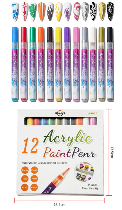 Nail Art DIY Paint Pen Set(12Pcs/Pack)