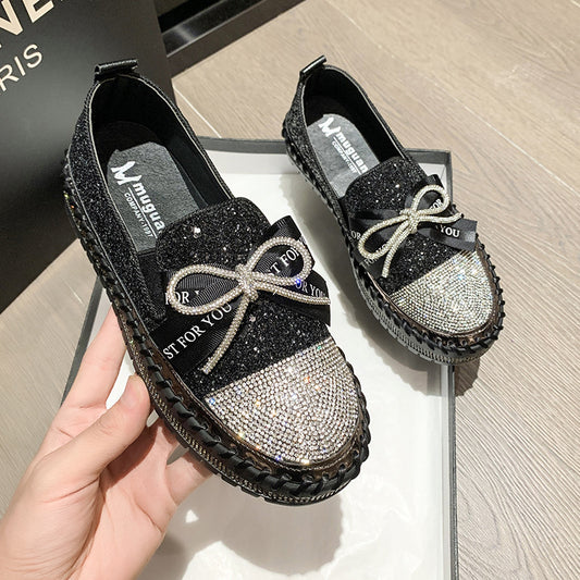 Rhinestone Bowknot Casual Shoes