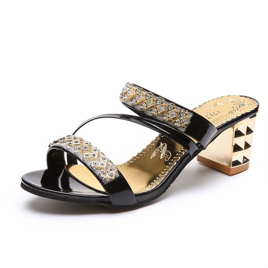 Shimmering Crystal High Heel Sandals